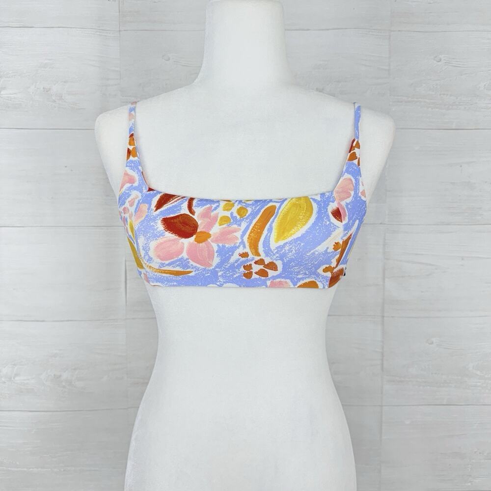 Stone Fox Swim Samay‎ Floral Bikini Top Size XS Pastel Purple Pink Beach Party